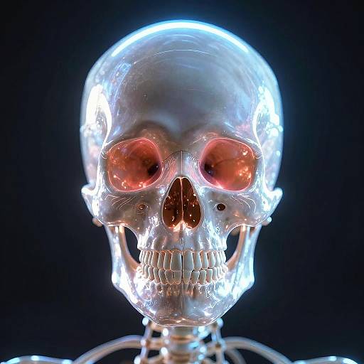 Glowing Transparent Skull with Neon Ring