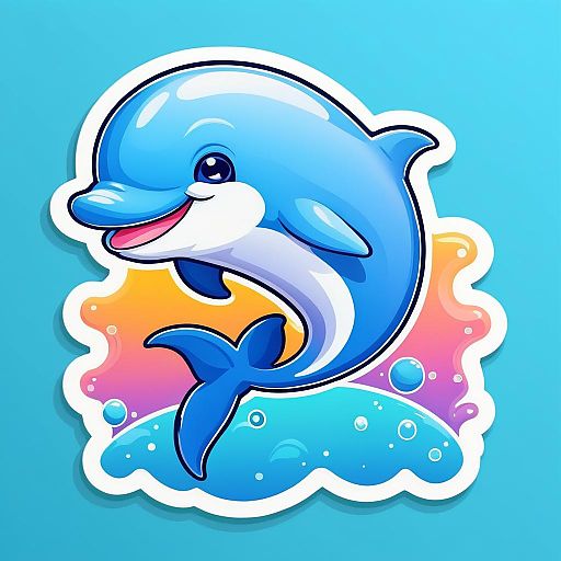 Playful Dolphin Sticker for Kids Playful Dolphin Sticker for Kids