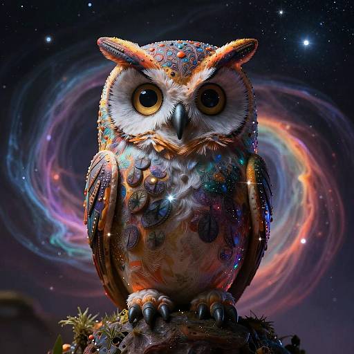 Whimsical Celestial Owl Mage