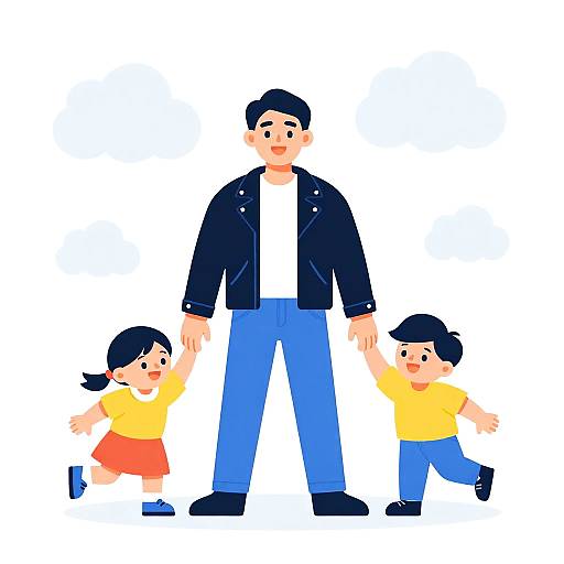 Playful Family Scene in Vector Art