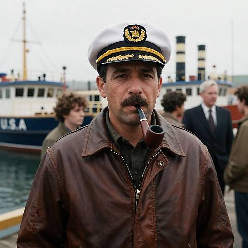 Captain with Mustache at the Dock