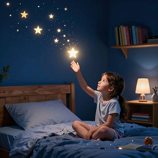 Girl Reaching for Glowing Star