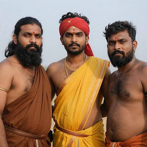 Portrait of Three Men in Traditional Attire