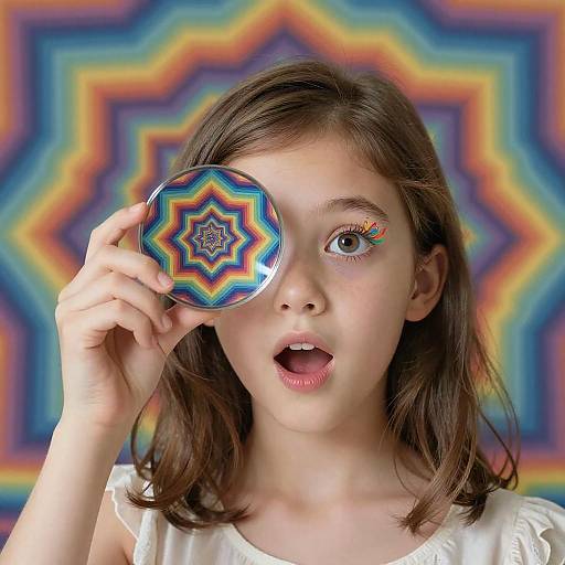 Kaleidoscope Wonder: Radiant Girl Portrait