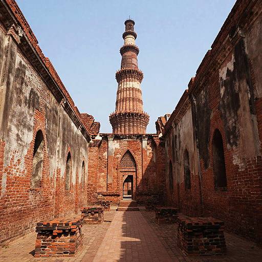Ancient Brick Courtyard with Tower