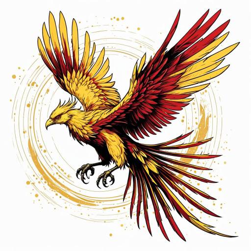 Mystical Phoenix Bird Vector Illustration