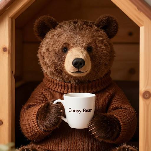 Cozy Bear in Knitted Sweater