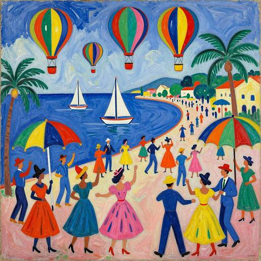 Vibrant Fauvist Carnival by the Coast