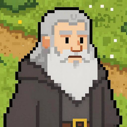 3D Pixel Art Wizard NPC Portrait