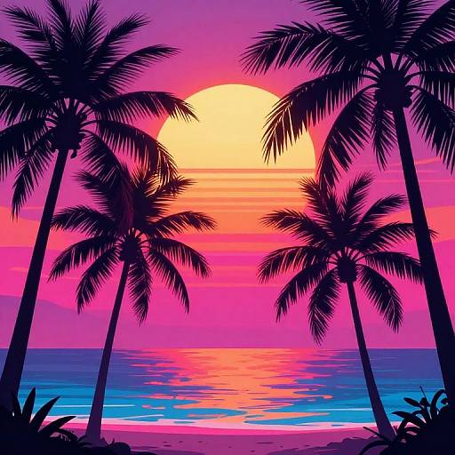 Neon 80s Tropical Sunset Vibes