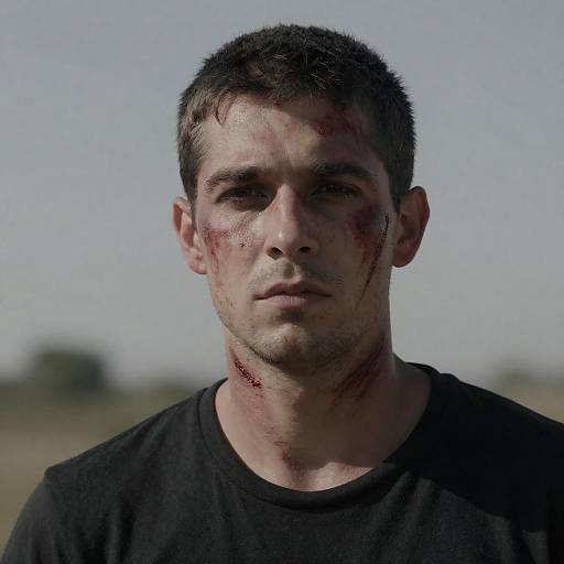 Dramatic Portrait of a Battled Man