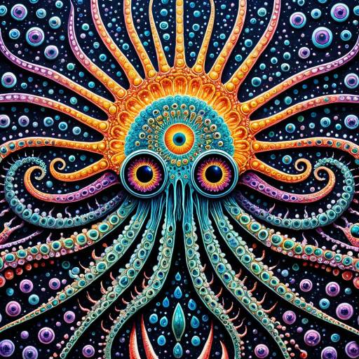 Psychedelic Hyperrealistic Celestial Squid Art