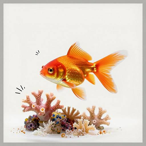 Playful Orange Goldfish in Coral