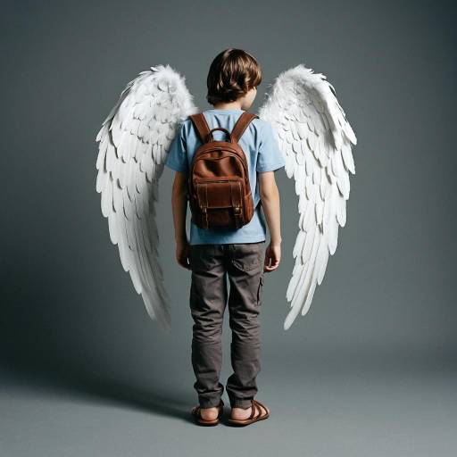 Boy in Angel Wings Costume Standing Solo