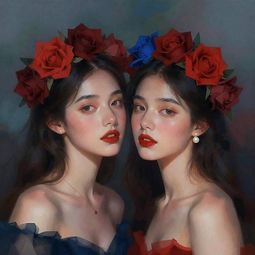 Stylized Portrait of Two Women