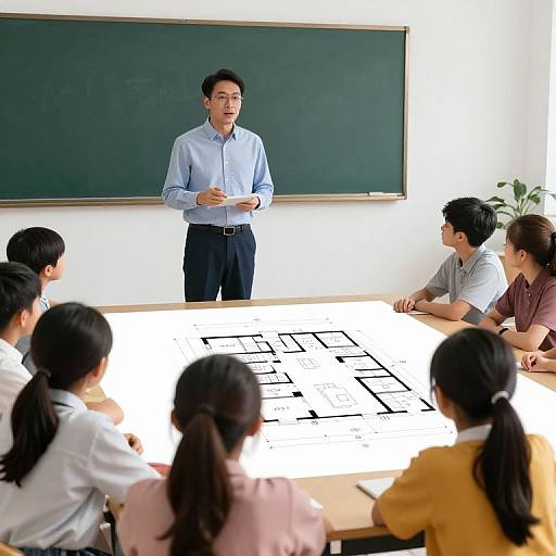 Teacher Engaging Students Floor Plan