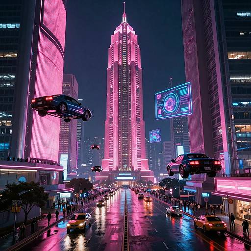 Pink Futuristic Cyberpunk Cityscape