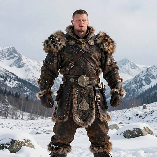 Photorealistic Russia Winter Warrior Portrait