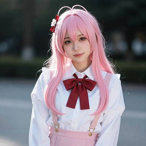 Loid Cosplay Woman with Pink Hair