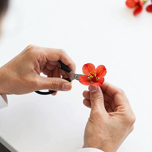 Close-Up of Hands Arranging Flower