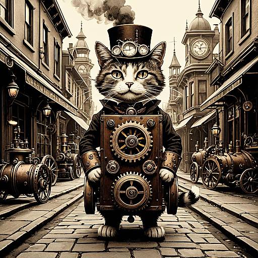 Steampunk Cat in Victorian Street
