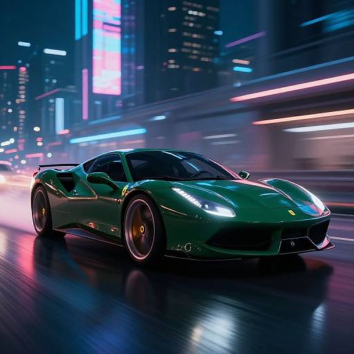 Cyberpunk Ferrari Racing at Night