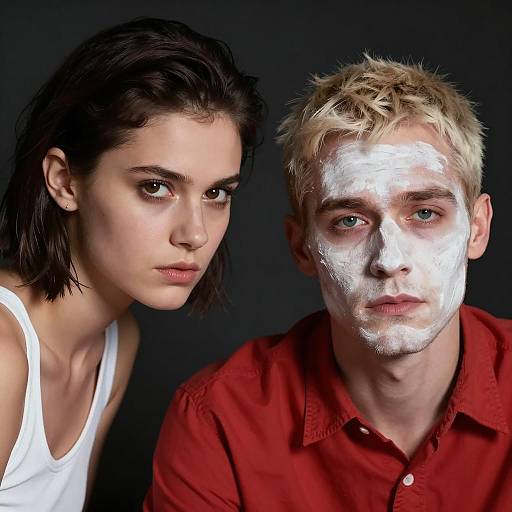 Portrait of Two People with Contrasting Looks