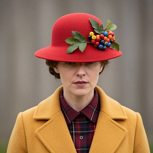 Woman in Edwardian Hat and Plaid