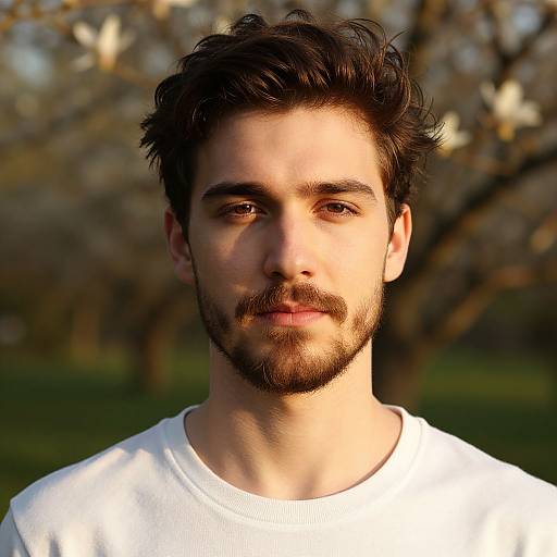 Sunlit Portrait of Young Man with Goatee