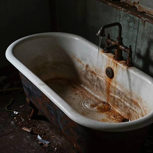 Rusty Bathtub in Abandoned House