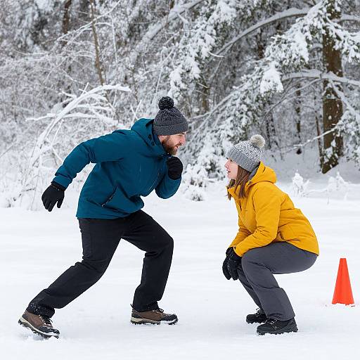Snowy Standoff between Winter Climbers