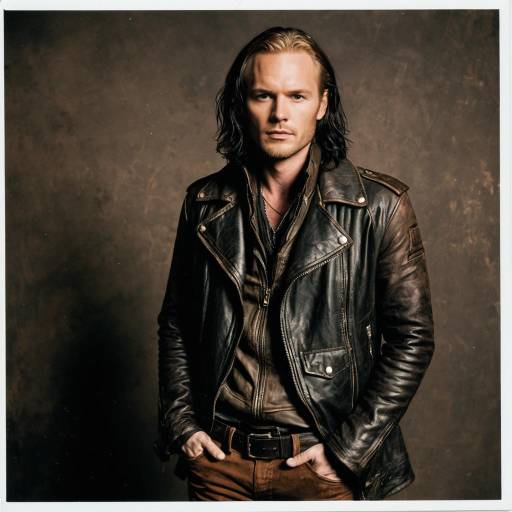 Male Model in Rugged Leather Jacket