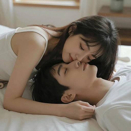 Tender Embrace Between Girl and Boy