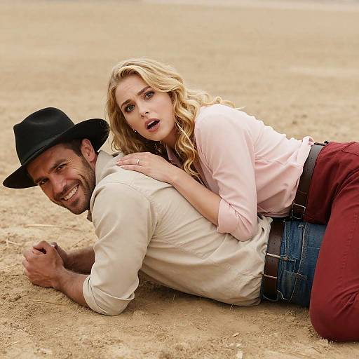 Surprised Woman and Intense Man Portrait