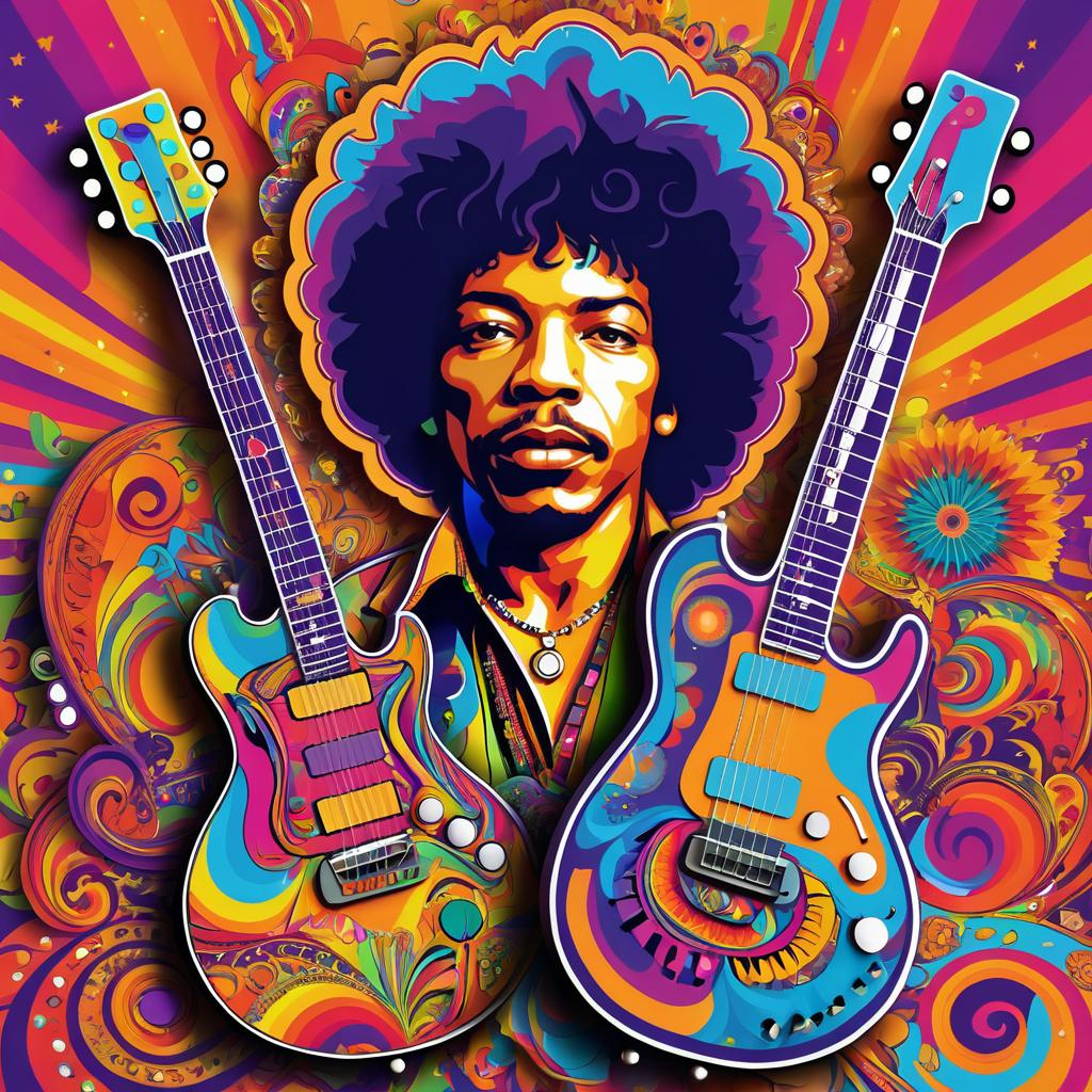 Psychedelic Jimi Hendrix Guitar Art