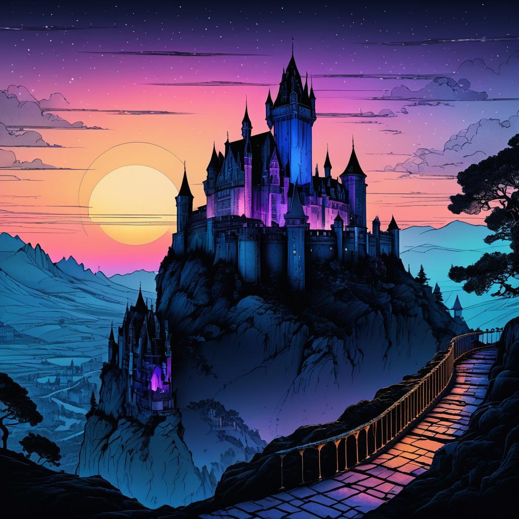 Twilight Castle with Engraved Detailing