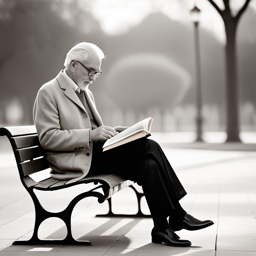 Timeless Elegance: Elderly Man Reading