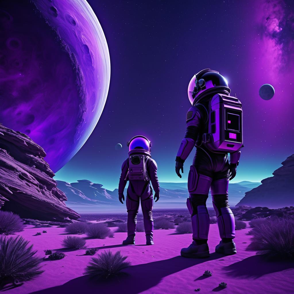 Astronaut and Alien Encounter on Distant Planet