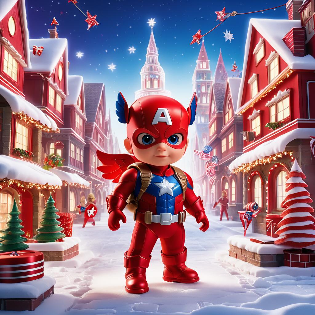 Captain America as Cupid in Winter Village