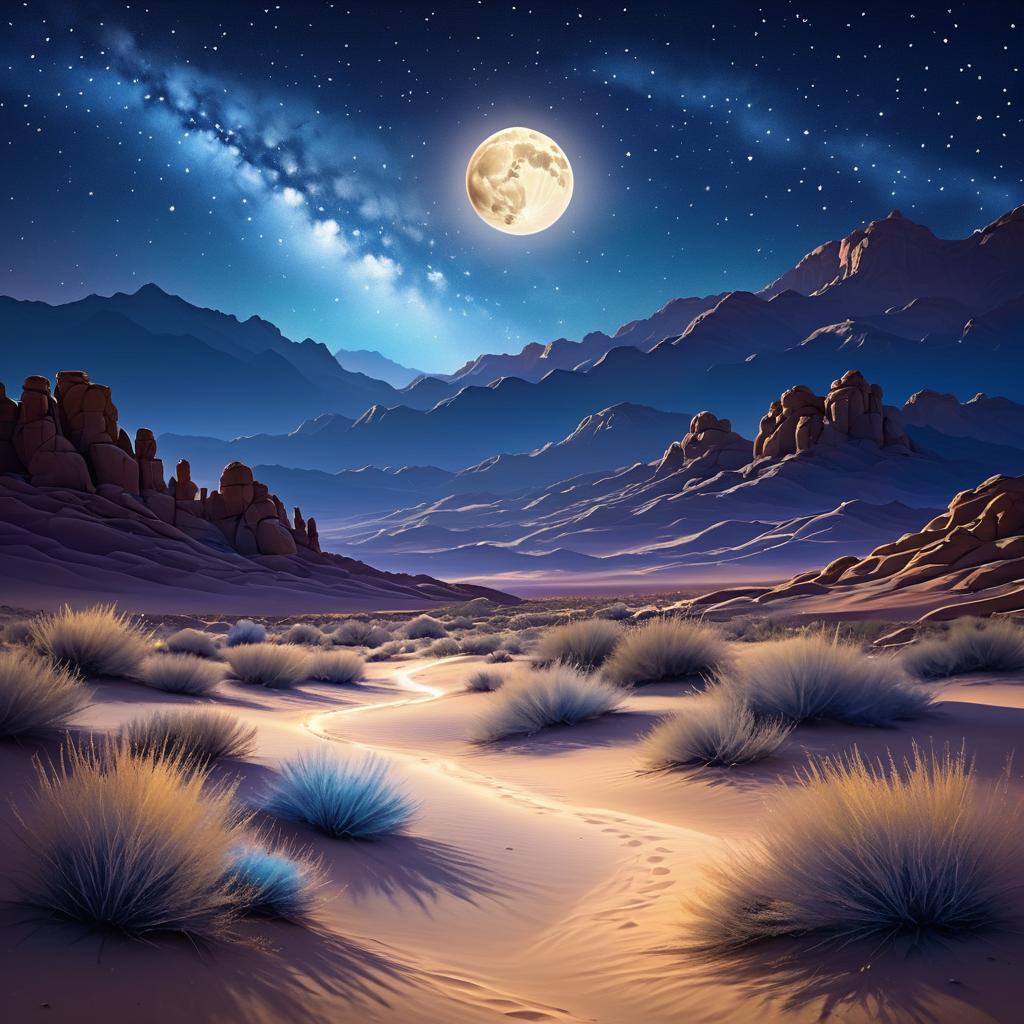 Dreamy Night Sky Over a Desert