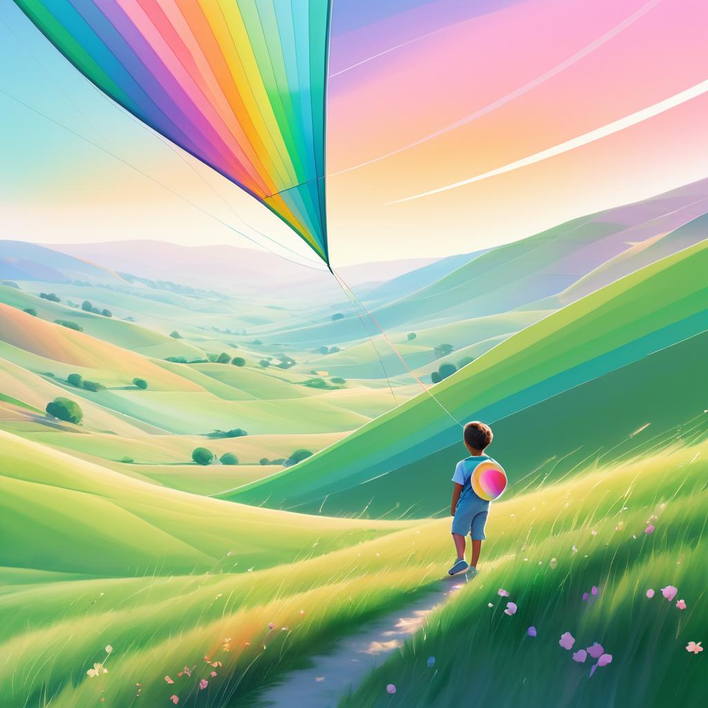 Whimsical Dreamy Boy with Kite