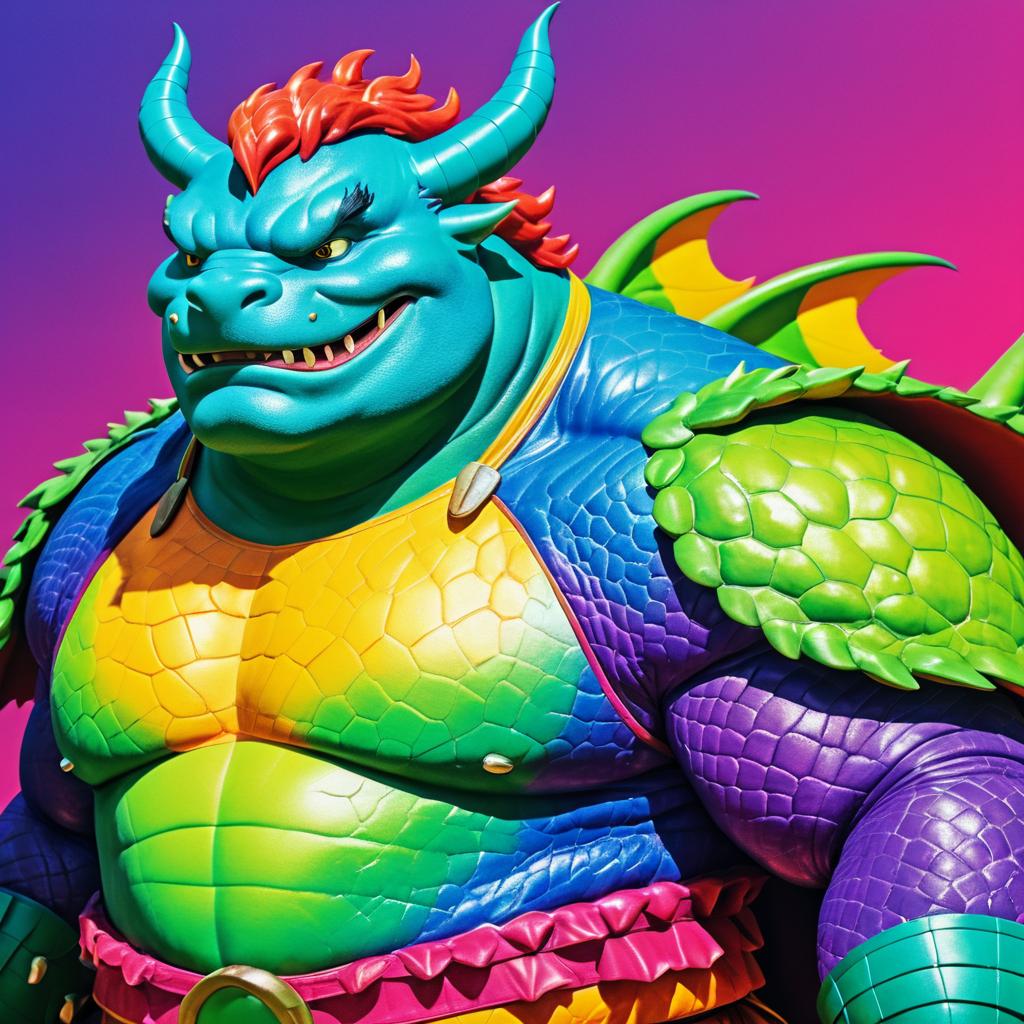 Vibrant Fat Male Dragon Superhero Art