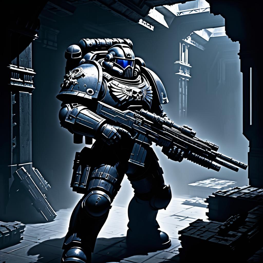 Stealthy Space Marine in Abandoned Hulk