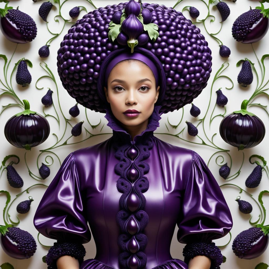 Surreal Eggplant Fashion Portrait of Woman