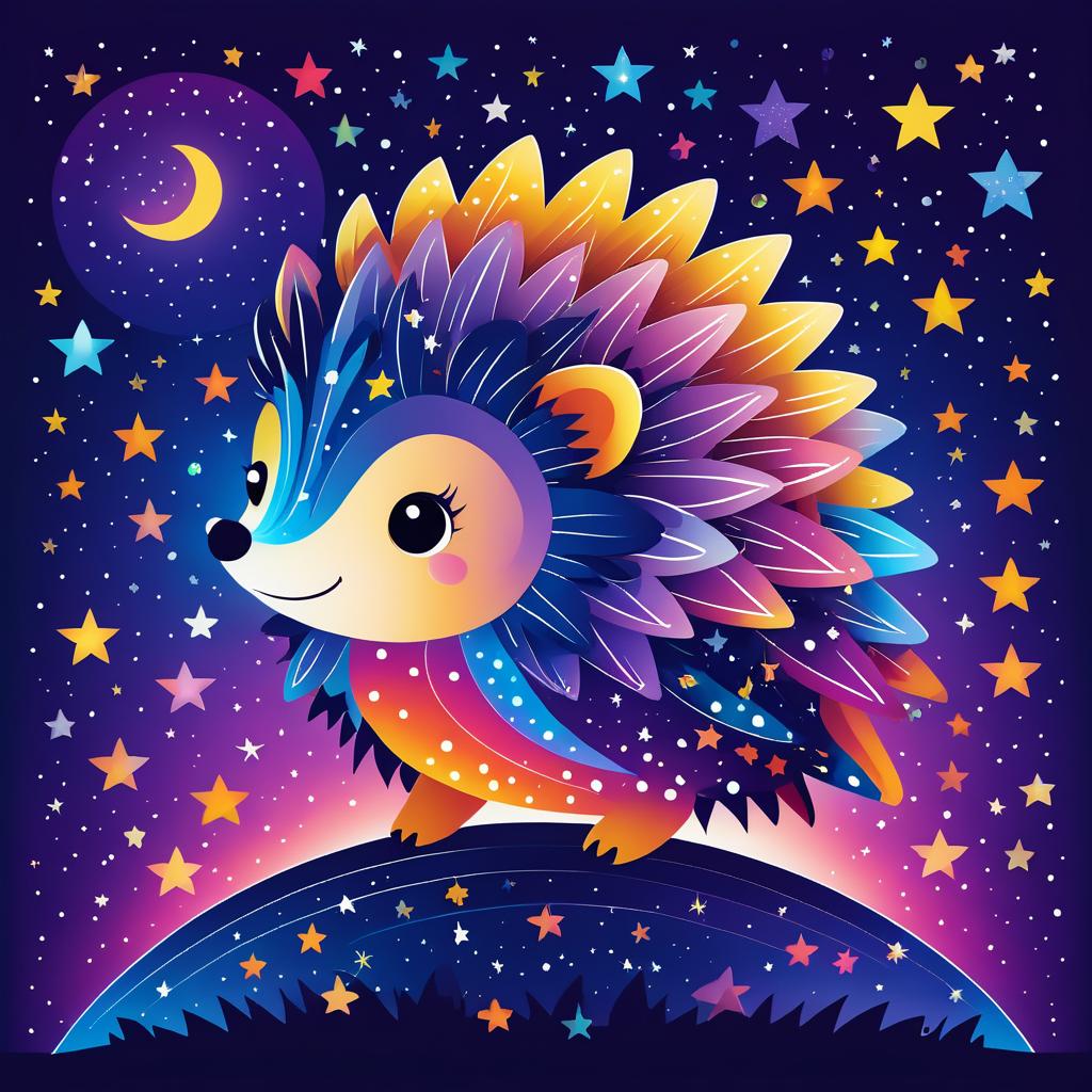 Whimsical Winged Hedgehog Under Stars