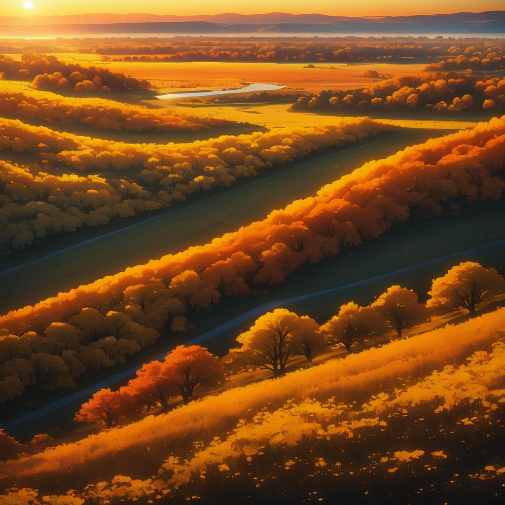 Surreal Autumn Landscape at Golden Hour