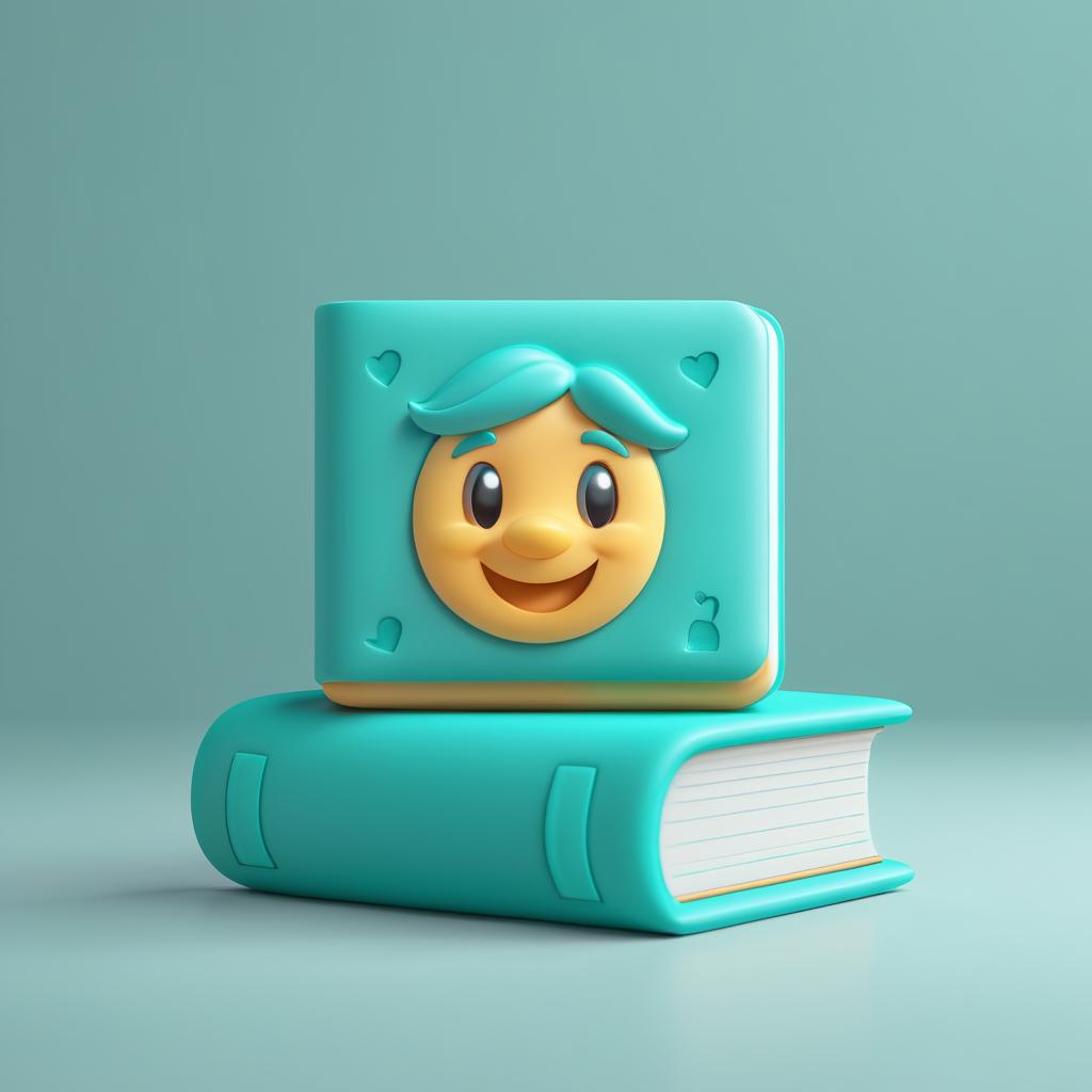 Cute 3D Teal Book Emoji Render