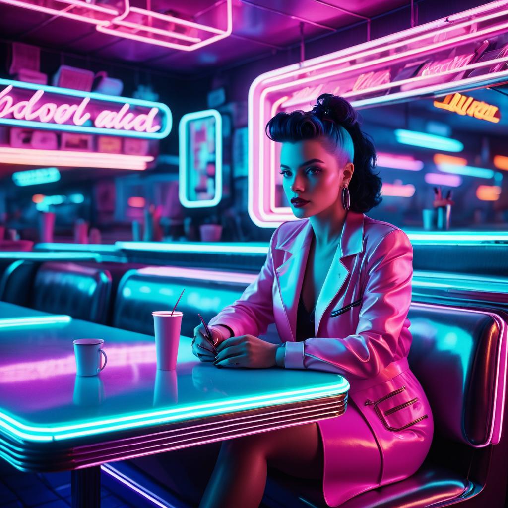 Neon Dreams: A Lynchian Diner Scene