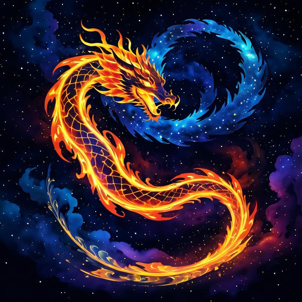 Elemental Serpent in Fire and Stars