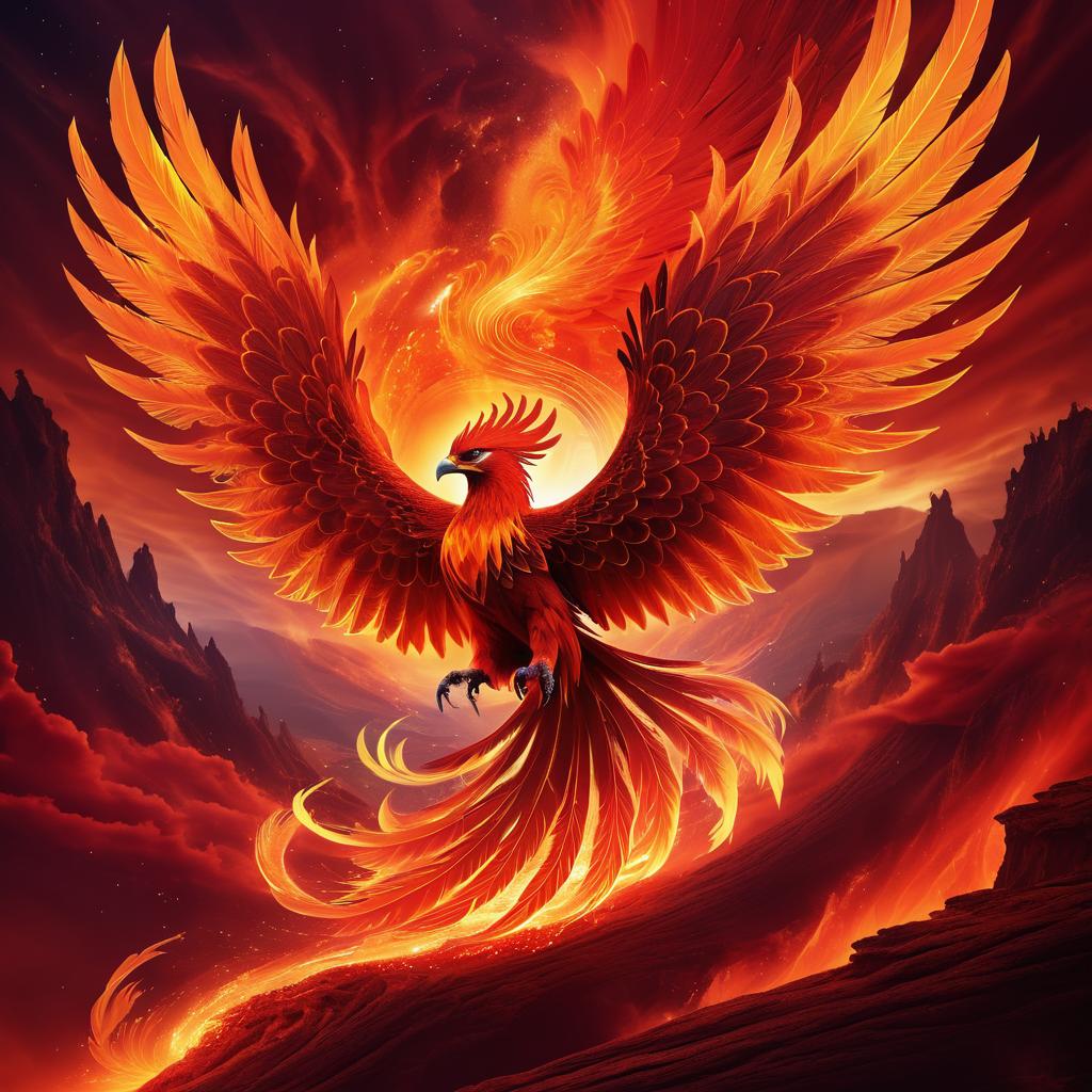 Surreal Phoenix in Fiery Skies